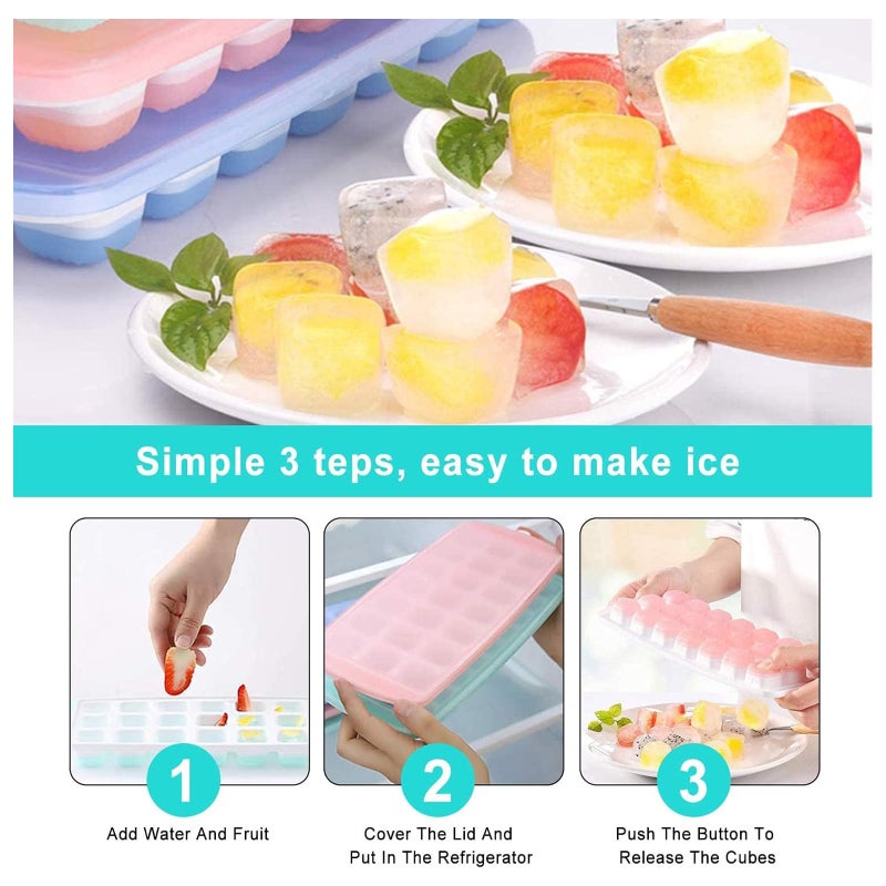 Fuukou Silicone Ice Cube Tray with Lid - Mini Silicone Ice Tray with Lid,Small Ice Cube Tray,Tiny Ice Cube Trays for Iced Coffee,Baby Food,BPA Free,Easy Release - Image 5